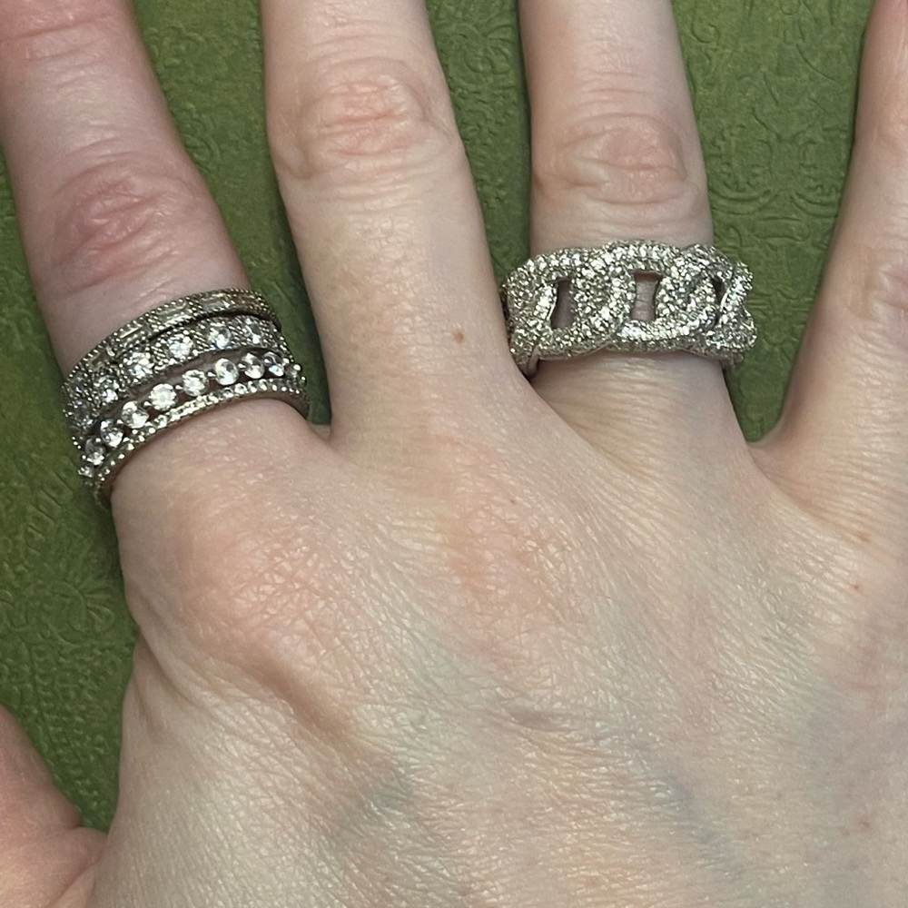 Stackable Sterling Rings With Simulated Diamonds - image 2